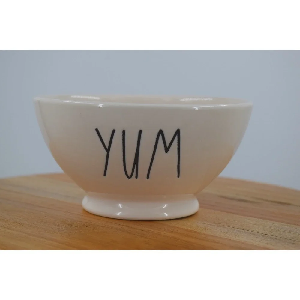 Rae Dunn YUM Bowl Artisan Collection‎ by Magenta Cream White Ceramic Foodie